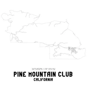 Minimalistic street map of Pine Mountain Club, California, United States. Illustrazione stock