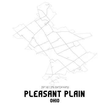 Minimalistic street map of Pleasant Plain, Ohio, United States. Ilustração Stock