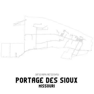 Minimalistic street map of Portage Des Sioux, Missouri, United States. Stock Illustration