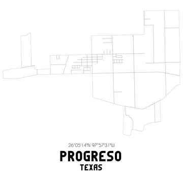 Minimalistic street map of Progreso, Texas, United States. イラスト素材