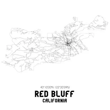 Minimalistic street map of Red Bluff, California, United States. Stockillustratie
