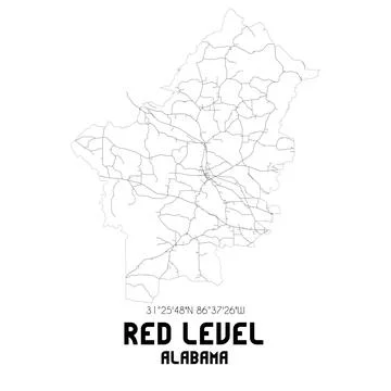Minimalistic street map of Red Level, Alabama, United States. Stockillustratie