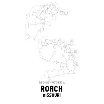 Minimalistic street map of Roach, Missouri, United States. イラスト素材