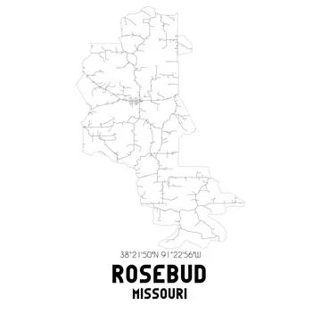 Minimalistic street map of Rosebud, Missouri, United States. Stock Illustration
