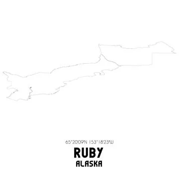 Minimalistic street map of Ruby, Alaska, United States. 库存插图
