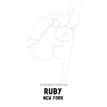 Minimalistic street map of Ruby, New York, United States. 库存插图