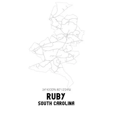 Minimalistic street map of Ruby, South Carolina, United States. Stock Illustration
