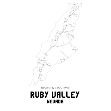 Minimalistic street map of Ruby Valley, Nevada, United States. 库存插图