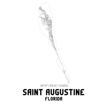 Minimalistic street map of Saint Augustine, Florida, United States. Illustrazione stock