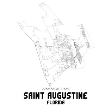 Minimalistic street map of Saint Augustine, Florida, United States. Illustrazione stock