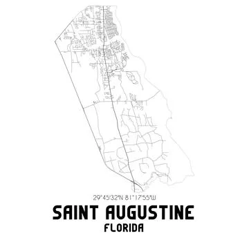 Minimalistic street map of Saint Augustine, Florida, United States. Illustrazione stock