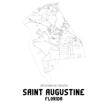 Minimalistic street map of Saint Augustine, Florida, United States. Illustrazione stock