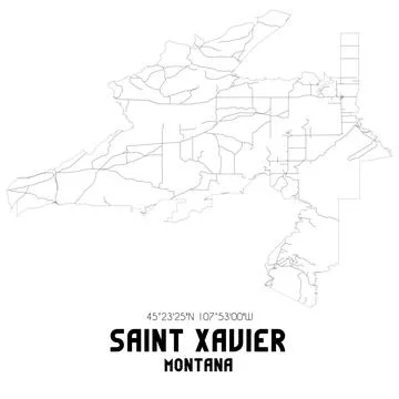 Minimalistic street map of Saint Xavier, Montana, United States. Stock Illustration