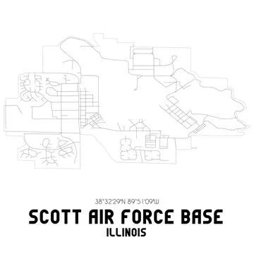 Minimalistic street map of Scott Air Force Base, Illinois, United States. Illustrazione stock