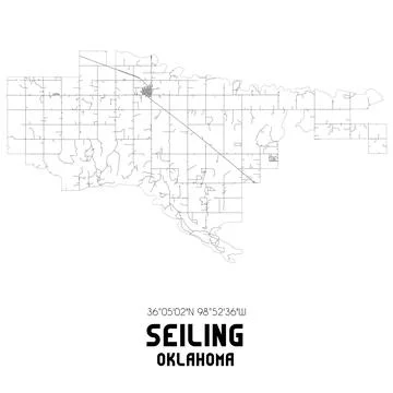 Minimalistic street map of Seiling, Oklahoma, United States. Stock Illustration