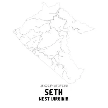 Minimalistic street map of Seth, West Virginia, United States. Stock Illustration