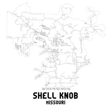 Minimalistic street map of Shell Knob, Missouri, United States. Stock Illustration