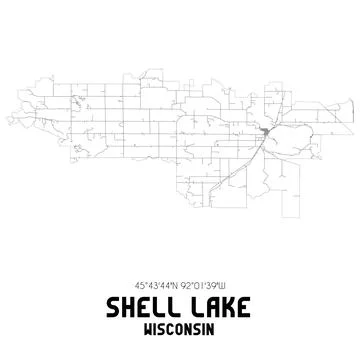 Minimalistic street map of Shell Lake, Wisconsin, United States. Illustrazione stock