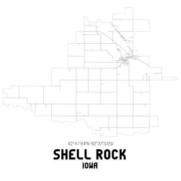 Minimalistic street map of Shell Rock, Iowa, United States. Stock Illustration