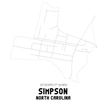 Minimalistic street map of Simpson, North Carolina, United States. Stock Illustration
