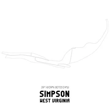 Minimalistic street map of Simpson, West Virginia, United States. Stock Illustration