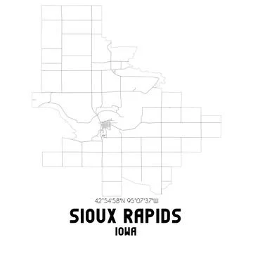 Minimalistic street map of Sioux Rapids, Iowa, United States. Stock Illustration