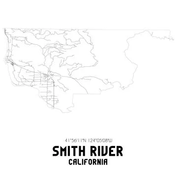 Minimalistic street map of Smith River, California, United States. Illustrazione stock
