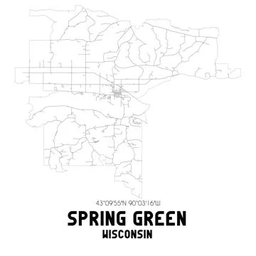Minimalistic street map of Spring Green, Wisconsin, United States. Stock Illustration