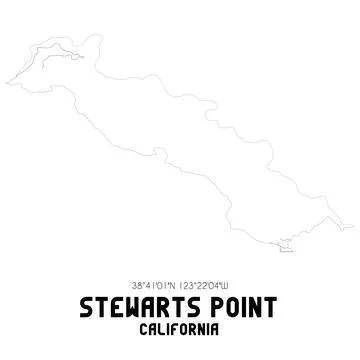 Minimalistic street map of Stewarts Point, California, United States. Stock Illustration