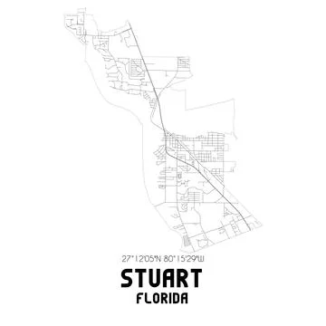 Minimalistic street map of Stuart, Florida, United States. Stock Illustration