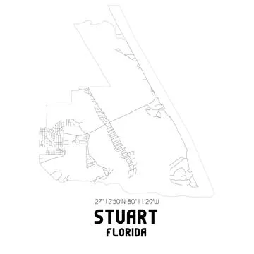 Minimalistic street map of Stuart, Florida, United States. Stock Illustration