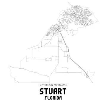 Minimalistic street map of Stuart, Florida, United States. Stock Illustration
