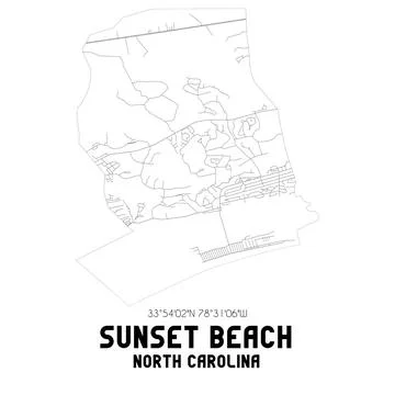 Minimalistic street map of Sunset Beach, North Carolina, United States. Stock Illustration