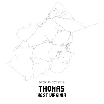 Minimalistic street map of Thomas, West Virginia, United States. Illustrazione stock