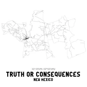 Minimalistic street map of Truth Or Consequences, New Mexico, United States. Illustrazione stock