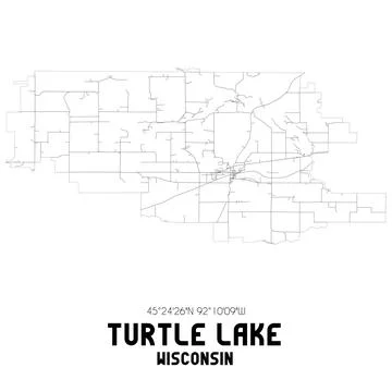 Minimalistic street map of Turtle Lake, Wisconsin, United States. Illustrazione stock
