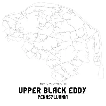 Minimalistic street map of Upper Black Eddy, Pennsylvania, United States. Stock Illustration