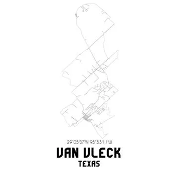 Minimalistic street map of Van Vleck, Texas, United States. Illustrazione stock
