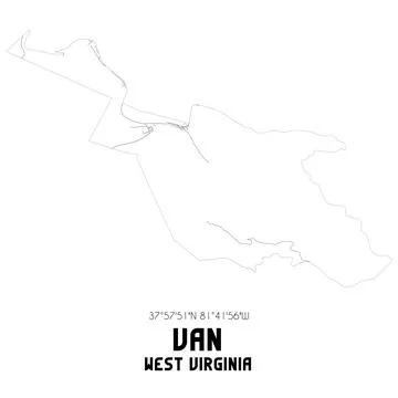 Minimalistic street map of Van, West Virginia, United States. Stock Illustration