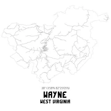 Minimalistic street map of Wayne, West Virginia, United States. Stock Illustration
