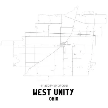 Minimalistic street map of West Unity, Ohio, United States. Stockillustratie