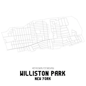 Minimalistic street map of Williston Park, New York, United States. Ilustración de archivo