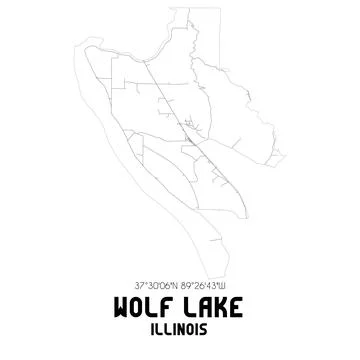 Minimalistic street map of Wolf Lake, Illinois, United States. Stockillustratie