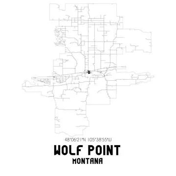Minimalistic street map of Wolf Point, Montana, United States. Stockillustratie