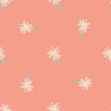 Minimalistic style abstract seamless pattern with light palm tree ornament. P Stock Illustration