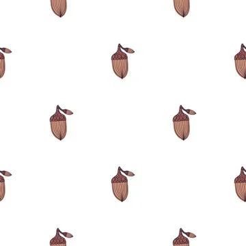 Minimalistic style forest seamless pattern with doodle acorn elements. Isolat Stock Illustration