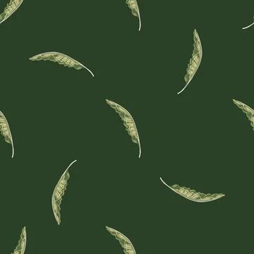 Minimalistic style jungle seamless pattern with doodle banana leaves print. G Stock Illustration
