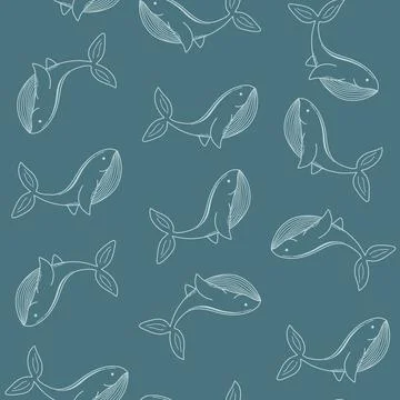 Minimalistic style pattern with whales Stock Illustration