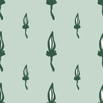 Minimalistic style seamless doodle pattern with green colored abstract leaf o Illustrazione stock