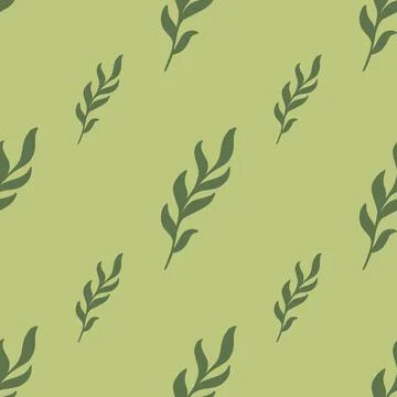Minimalistic style seamless nature pattern with doodle leaves twig print. Pas Stock Illustration